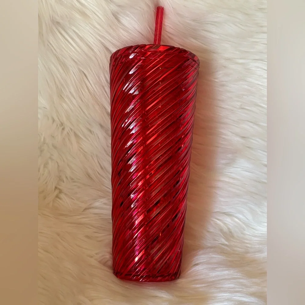 Starbucks Christmas 2024 Red Swirl Stripe Venti Tumbler 24oz Cold Cup Winter New